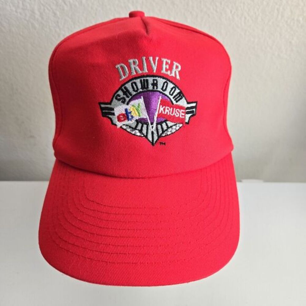Vintage eBay‎ Motors Kruse Showroom Driver Baseball Cap Hat Red Snapback Toppers